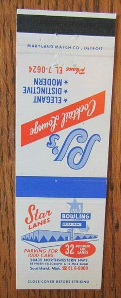 Star Lanes (Ark Lanes) - Old Matchbook
